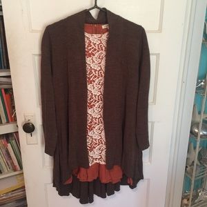 Sweaters - Long Brown Cardigan Sweaters - Long Brown Cardigan